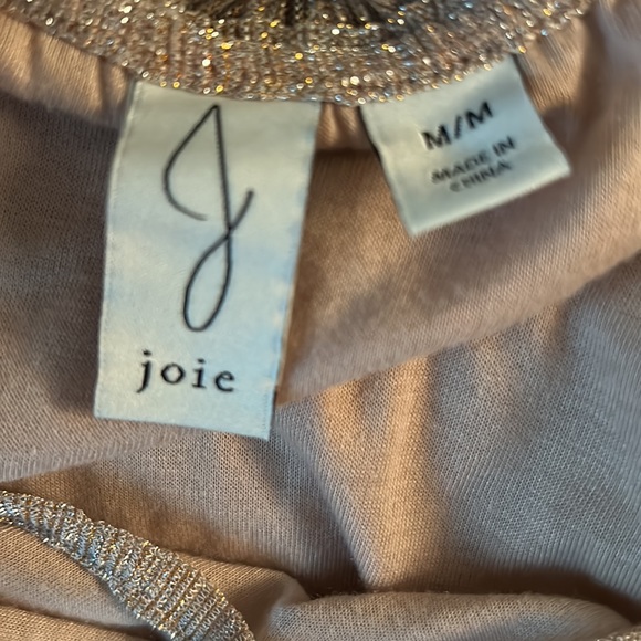 Joie Metallic Striped Gold Silver Tie Neck Blouse - M - Picture 11 of 14
